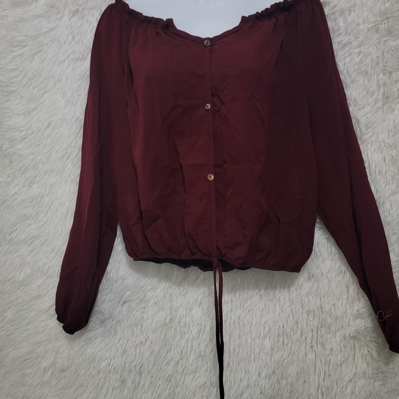 Fashion Nova Burgundy Off-Shoulder Blouse - Picture 5 of 9